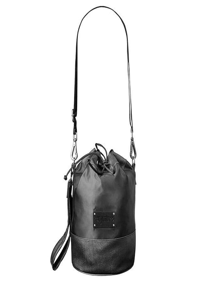 SYUTM Unisex Potli Handbag Crossbody Sling Bag Matty Leather Purse with Detachable and Adjustable Strap (Black Leather Drawstring Shoulder Bag) - Image 2